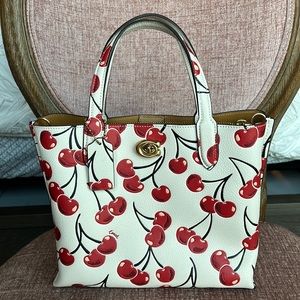 COACH CHERRY PRINT WILLOW TOTE 24 BAG